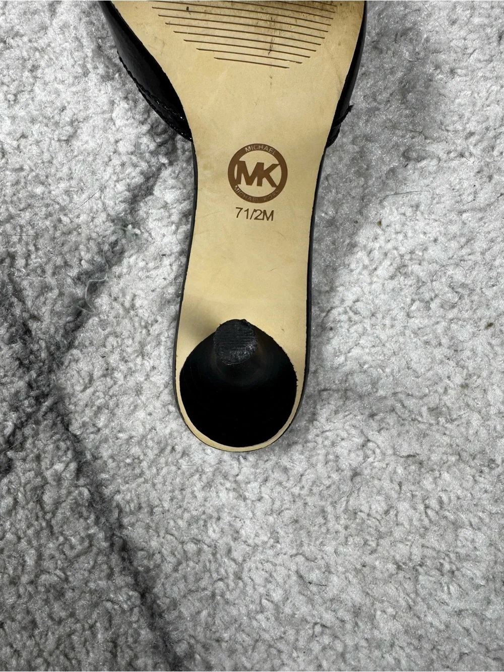 Michael Kors Black Patent Mules with Gold Plate